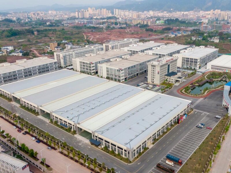 Close aerial view of the workshops