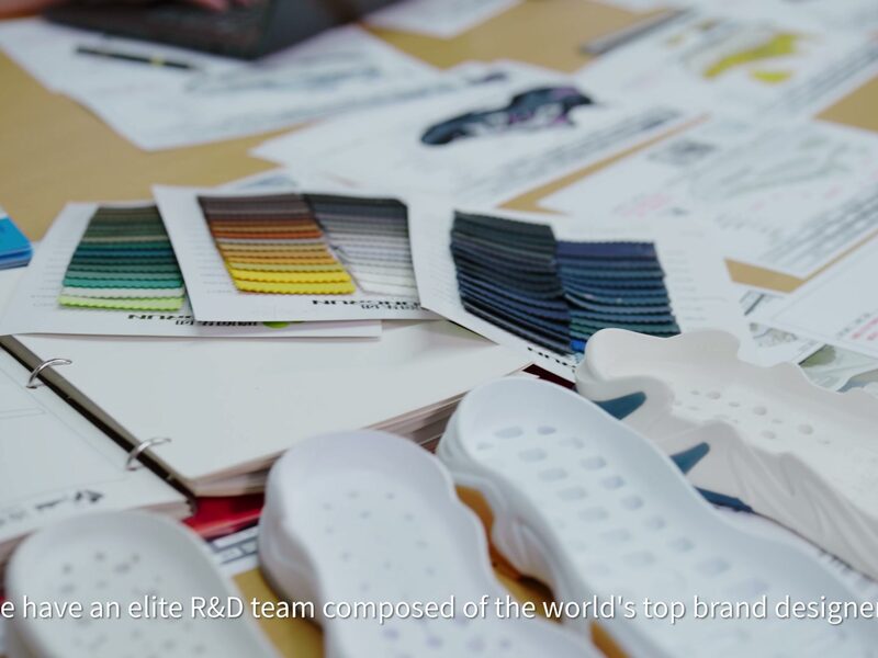 Material and colour swatches laid out for review
