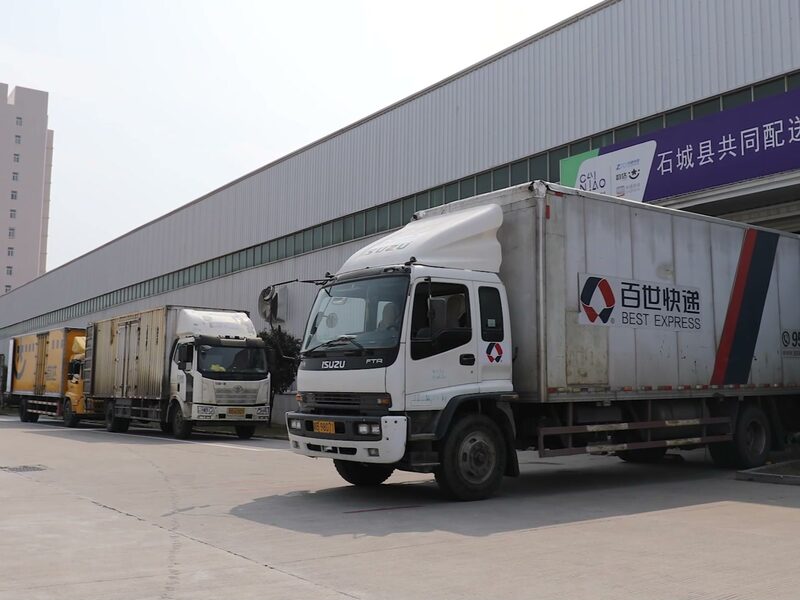 Delivery trucks waiting at the loading dock