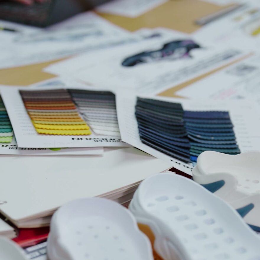 Design and sampling work for athletic footwear