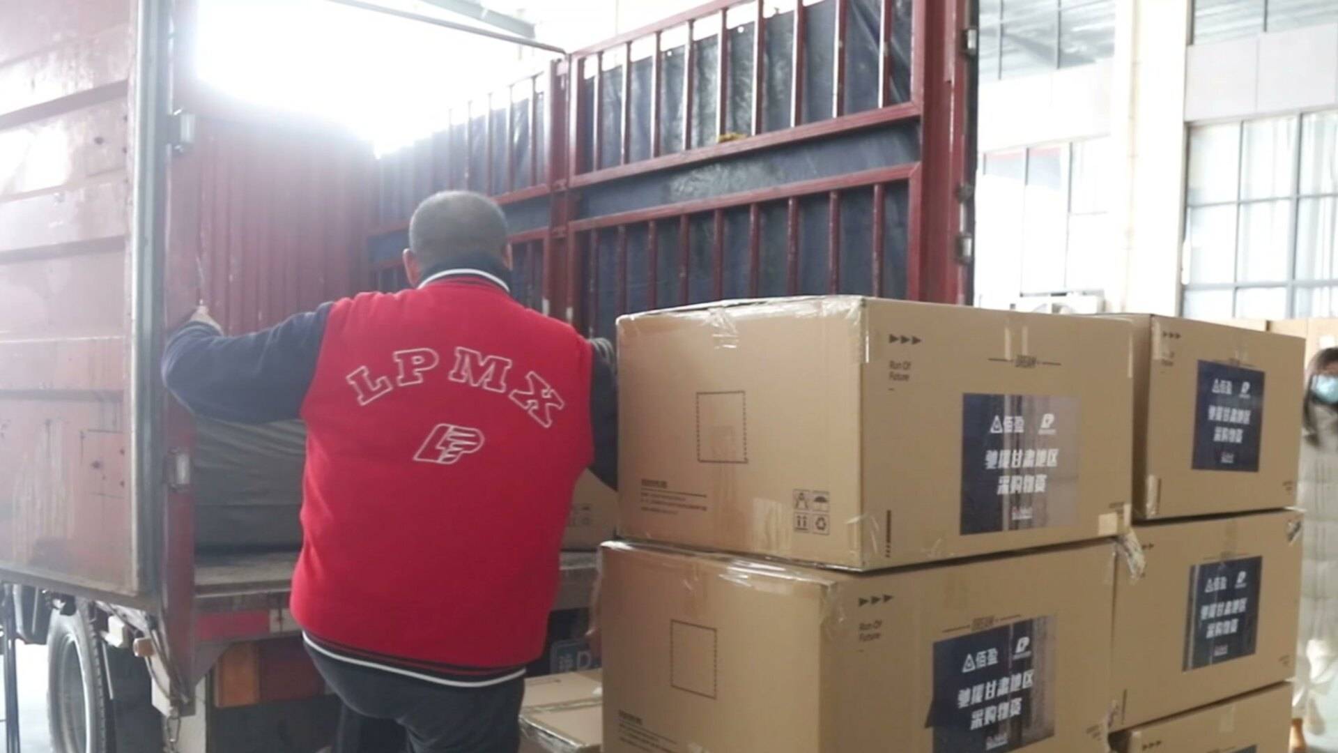 Export cartons being loaded into a container