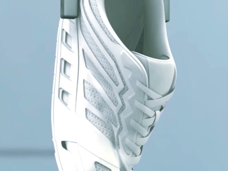 Close-up of shoe upper and lacing