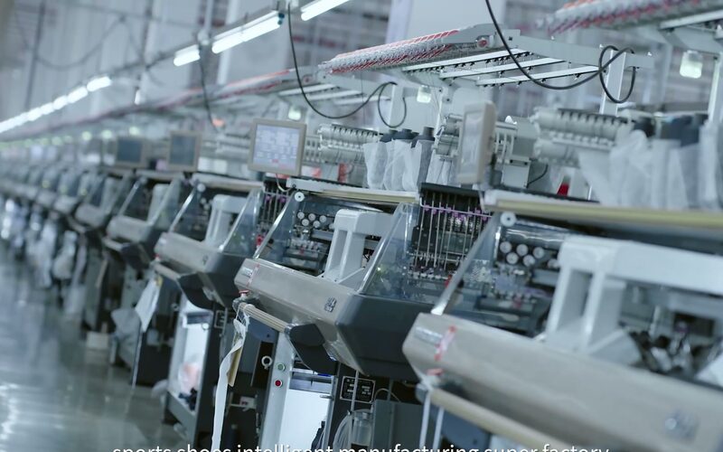 Stitching line on the factory floor